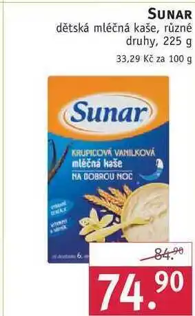 Rossmann Sunar dětská mléčná kaše, 225 g nabídka