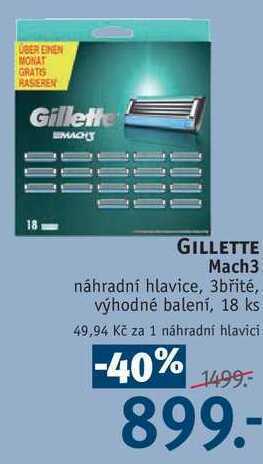 Rossmann Gillette mach3 náhradní hlavice, 18 ks nabídka