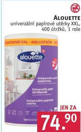 Rossmann Alouette univerzální papírové utěrky xxl, 400 útržků, 1 role nabídka