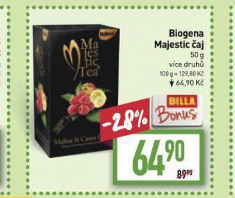 Billa Biogena majestic čaj nabídka
