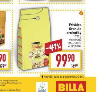 Billa Friskies granule pro kočky nabídka