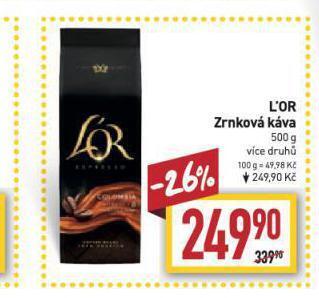 Billa L´or zrnková káva nabídka