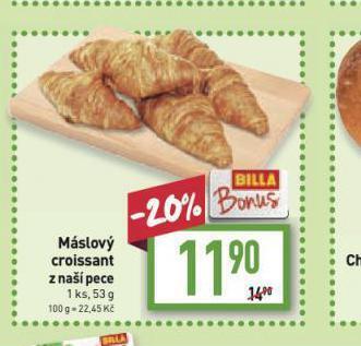 Billa Máslový croissant nabídka