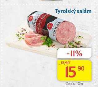 Maso uzeniny polička tyrolský salám 100 g