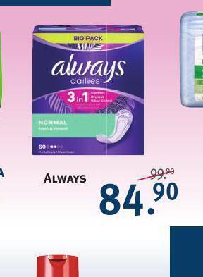 Rossmann Always dámské vložky nabídka