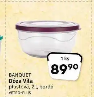 Banquet dóza vila plastová, 2 l, bordó