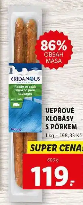 Lidl Vepřové klobásy s pórkem, 600 g nabídka