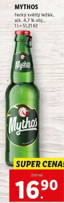 Lidl Mythos řecký světlý ležák, 330 ml nabídka