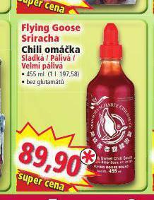 Norma Flying goose sriracha chili omáčka nabídka