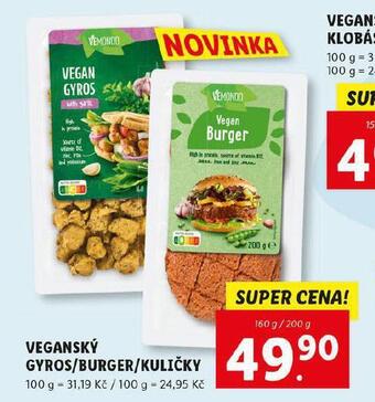 Lidl Veganský gyros / burger / kuličky nabídka
