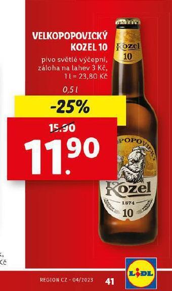 Lidl Pivo velkopopovický kozel 10 nabídka