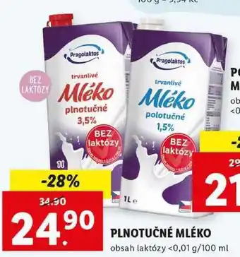 Lidl Plnotučné mléko, 1 l nabídka