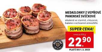 Lidl Medailonky z vepřové panenské svíčkové, cena za 100 g nabídka