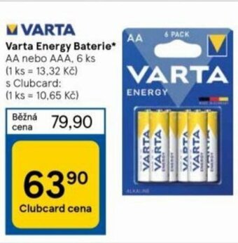 Tesco Varta Energy Baterie AA nebo AAA, 6 ks nabídka
