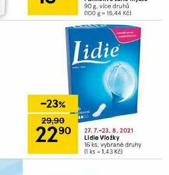 Tesco Lidie vložky nabídka