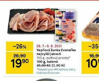 Tesco Vepřová šunka zvonařka nabídka