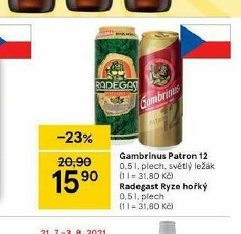Tesco Pivo gambrinus patron 12 nabídka