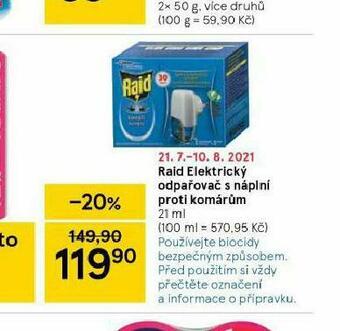 Tesco Raid elektrický odpařovač s náplní proti komárům nabídka