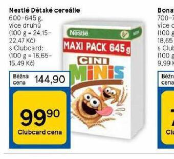 Tesco Nestlé dětské cereálie nabídka