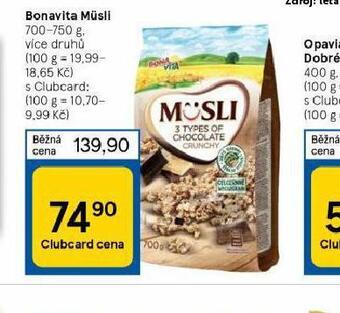 Tesco Bonavita müsli nabídka
