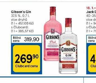 Tesco Gibson´s gin nabídka