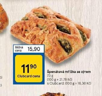 Tesco Špenátová mřížka se sýrem nabídka