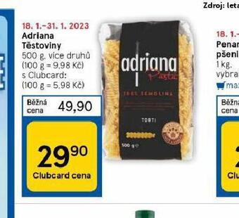 Tesco Adriana těstoviny nabídka