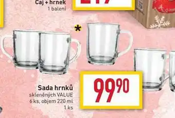 Billa Sada hrnků skleněných value 6 ks, objem 220 ml nabídka