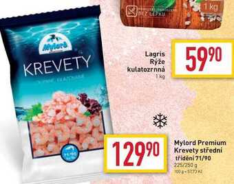 Billa Mylord premium krevety střední třídění 71/90 225/250 g nabídka