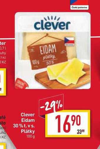 Billa Clever eidam 30% t. v s. plátky 100 g nabídka
