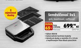 Penny Market Sendvičovač 3v1 gril, toastovač, vaflovač nabídka
