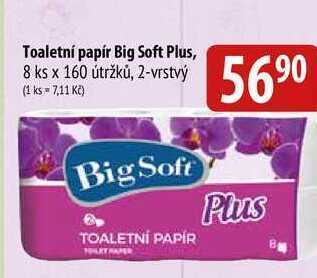 Bala Toaletní papír big soft plus, 8 ks x 160 útržků, 2-vrstvý nabídka