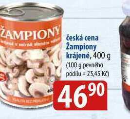 Česká cena žampiony krájené, 400 g