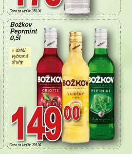 Hruška Božkov vaječný likér / peprmint / griotte nabídka