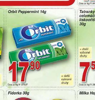 Hruška Orbit peppermint nabídka