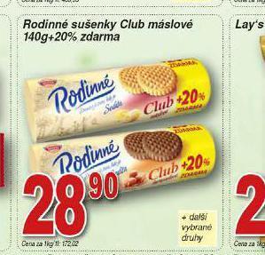 Hruška Rodinné sušenky club máslové nabídka