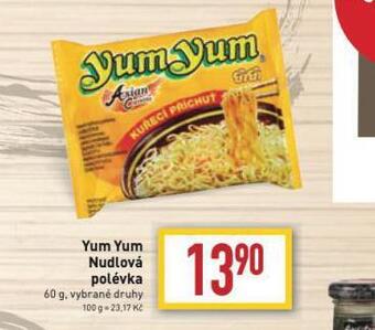 Billa Yum yum nudlová polévka nabídka