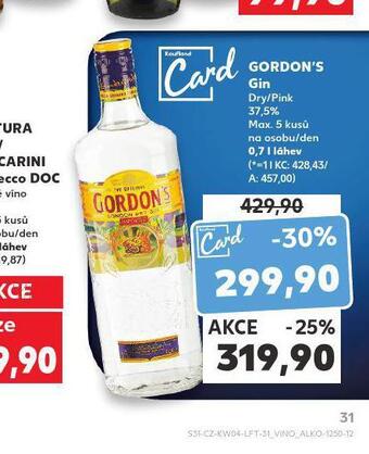 Kaufland Gordon´s gin nabídka