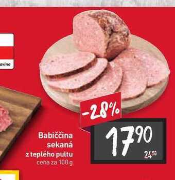 Billa Babiččina sekaná z teplého pultu cena za 100 g nabídka