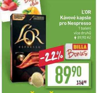 Billa L'or kávové kapsle pro nespresso 1 balení nabídka
