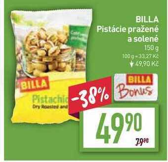 Billa Billa pistácie pražené a solené 150 g nabídka