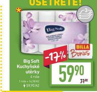 Billa Big soft kuchyňské utěrky 4 role nabídka