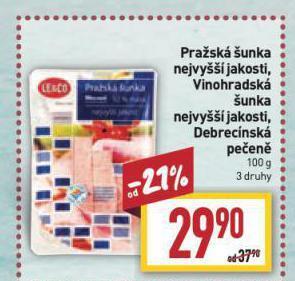 Billa Pražská šunka nejvyšší jakosti nabídka