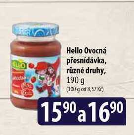Bala Hello ovocná přesnídávka, různé druhy, 190 g nabídka