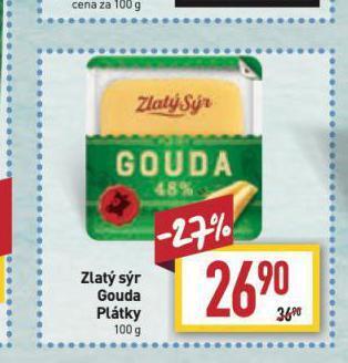 Billa Zlatý sýr gouda plátky nabídka