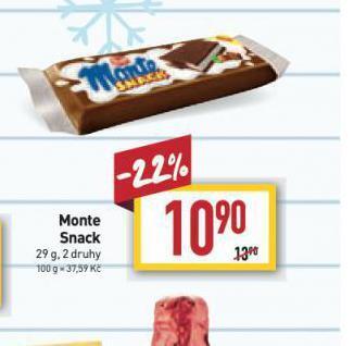 Billa Monte snack nabídka