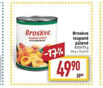 Billa Broskve loupané, půlené nabídka