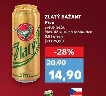 Kaufland Pivo zlatý bažant nabídka
