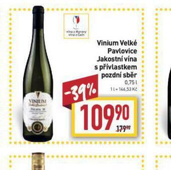 Billa Vinium velké pavlovice jakostní vína s přívlastkem nabídka