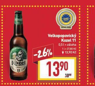 Billa Pivo velkopopovický kozel 11 nabídka